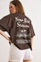 Women's Brown Front and Back Printed Oversize Cotton T-Shirt Tsh-19000979