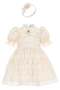 Baby girl vintage lace birthday party dress and headband beige (6-24 months) 36315pr - 3