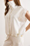 Women's White Garnished Top and Bottom Draped Suit Tkm-19000488 - 4