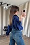 Blue Silver Stone Detailed High Waist Wide Leg Jeans - 7