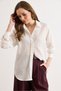 Women's White Textured Striped Boyfriend Shirt Gml-19001435 - 2