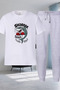 Shark Printed T-Shirt - Jogger T-Shirt Crew Neck Bottom Top Tracksuit Set