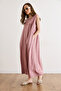 Women's Dusty Rose Pique Modal Pocketed Oversize Soft Textured Maxi Dress Elb-19002630 - 4