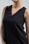 Women's Black V-Neck Pleated Detailed Sleeveless Cotton T-Shirt - 7