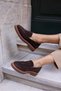 Fasfero Women's Brown Genuine Leather Suede Loafer - 4