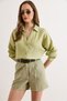Women's Green V-Neck Back Gusseted Boyfriend Shirt Gml-19001436 - 2
