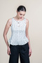 Women's Summer Ecru Boat Neck Button Detailed Polka Dot Blouse 70075 - 5