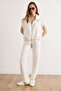 Women's White Garnished Top and Bottom Draped Suit Tkm-19000488 - 2