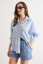 Women's Baby Blue Textured Striped Boyfriend Shirt Gml-19001435 - 3