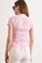 Women's Pink Lace Detailed Waist-Fitted Textured Shirt Gml-19001438 - 6