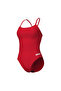 Swimsuit Lace Back Solid Women's Red Swimmer Swimsuit 004651405 - 6