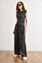 Women's Anthracite Blouse Trousers Textured Suit Tkm-19000491 - 2