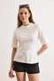 Women's White Crew Neck Cotton Peplum T-Shirt Tsh-19000943 - 3