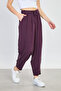 Women's Drawstring Waist Carrot Pants - Plum - 2