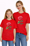 Mother Daughter Combination Oversize T-Shirt Twin T-Shirt Red Rose Printed (Single Price)