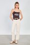 Women's Cowboy Written Rope Strap Crop Top - Brown - 4