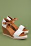 Genuine Leather Padded Heeled Casual Sandals Pkr.506 White - 2