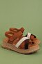 Women's Genuine Leather Thick Soled Daily Sandals Iz.5709 Tan Suede - 2