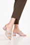 Women's Genuine Leather Mid-Heel Slippers Shhn.1026 Mink - 6