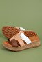 Women's Genuine Leather Thick Soled Daily Slippers Iz.5706 Nut - 4