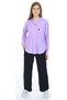 Girl's Shirt Hooded Button Closure Shirt Aerobin Fabric Lilac Color Double Set - 3