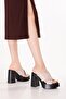 Genuine Leather Platform Sole Heeled Slippers Pkr.66001 Ice Gray - 5