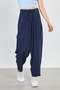 Women's Drawstring Waist Carrot Pants - Navy Blue - 4