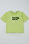 Boy's Shorts Set with Text Print, Ages 3-7, Pistachio Green - 2