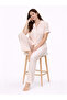 Women's Striped Pyjama Set with Contrast Piping - 4