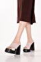 Genuine Leather Platform Sole Heeled Slippers Pkr.66001 Ice Gray - 4
