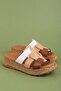 Women's Genuine Leather Thick Soled Daily Slippers Iz.5706 Nut - 2
