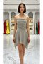 Women's Strappy Slim Stylish Ruffled Mini Skirt Patterned Summer Dress - 3