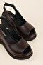 Genuine Leather Platform Sole Sandals Pkr.64003 Brown - 3