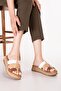 Women's Genuine Leather Thick Soled Daily Slippers Iz.5706 Nut - 6