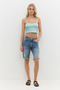 Square Neck Thin Strap Basic Crop Top
