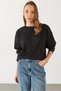 Women's Rhona Crew Neck Cotton Sweatshirt - Black - 7