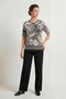 Women's Plus Size Lycra Crew Neck Mix Pattern Short Sleeve Mom T-Shirt Combed Cotton Blouse - 4