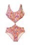 Sujata - Colorful Striped Cut-Out Knot Detailed Girls' Swimsuit by Nessi Byrd