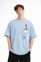 Panda - Printed Oversize T-Shirt Light Blue