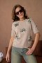 Floral Tulle Detailed Short Sleeve Knitwear Blouse Ss26Bz0130
