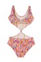 Sujata - Colorful Striped Cut-Out Knot Detailed Girls' Swimsuit by Nessi Byrd - 2