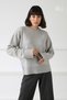 Women's Gray 100% Cashmere Crew Neck Soft Textured Knitwear Sweater Stylish - 5