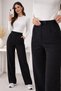 Women's Stretch Fabric Hook-and-Loop Closure Black Palazzo Pants - 6