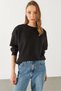 Women's Rhona Crew Neck Cotton Sweatshirt - Black - 5