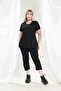 Summer Women's Short Sleeve Capri Stylish Combed Cotton Suit with Stones - 2