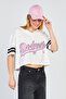 Women's V-Neck Front and Back Printed T-Shirt - Ecru - 2