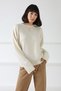 Women's Ecru 100% Cashmere Crew Neck Soft Textured Knitwear Sweater Stylish - 7
