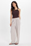 Women's Relax Fit Comfortable Cut Beige Trousers with Elastic Waist - 7