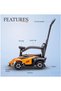 Kids Ride On Car with Music,Manual Push Ride-On Toy Car with Steering Wheel and Parent Handle-Orange - 2