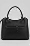 Women's Black Shoulder Bag - Handbag with Knitted Pattern and Anthracite Detail - 3